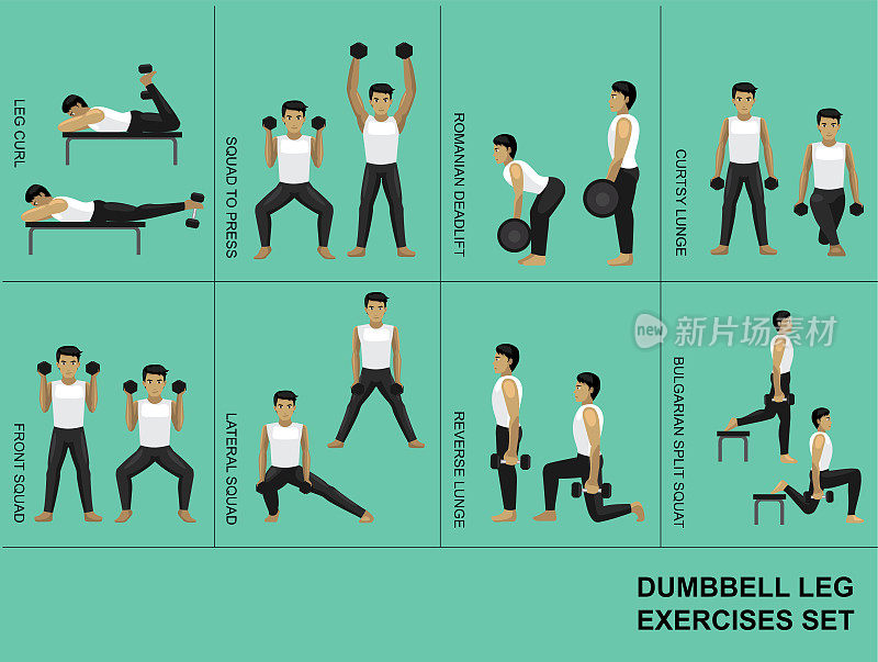 Dumbbell Leg Exercise Moves Manga Gym Set Illustration